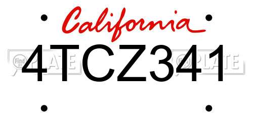 4TCZ341 California License Plate