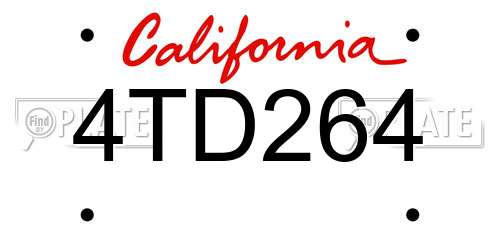 4TD264 California License Plate