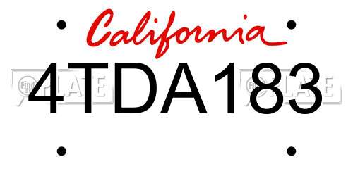 4TDA183 California License Plate