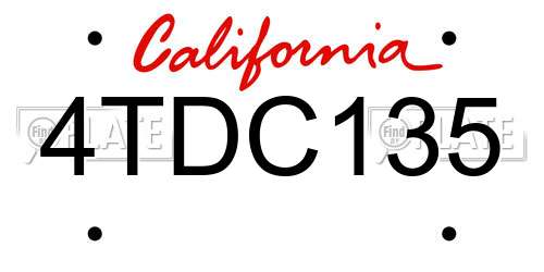 4TDC135 California License Plate