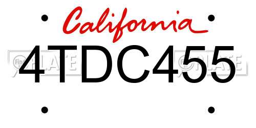 4TDC455 California License Plate
