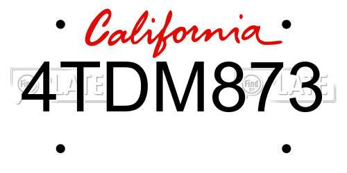 4TDM873 California License Plate