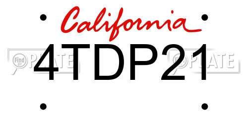 4TDP21 California License Plate