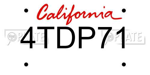 4TDP71 California License Plate