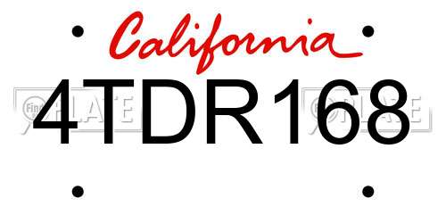 4TDR168 California License Plate