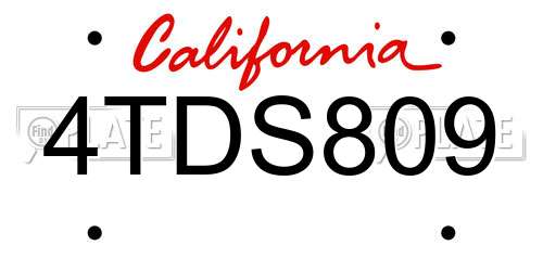 4TDS809 California License Plate