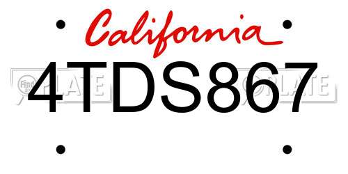 4TDS867 California License Plate