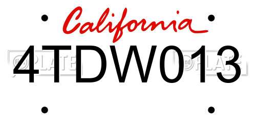 4TDW013 California License Plate