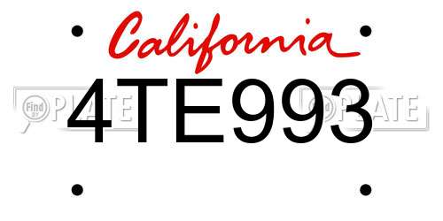 4TE993 California License Plate
