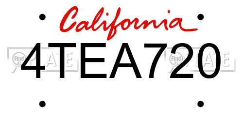 4TEA720 California License Plate