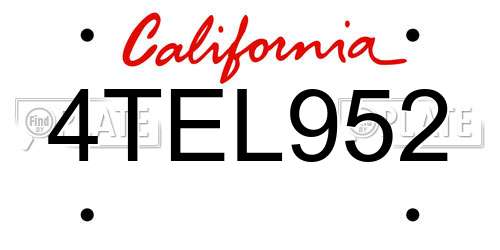 4TEL952 California License Plate