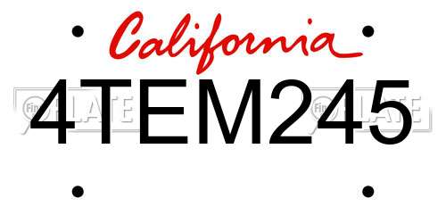 4TEM245 California License Plate