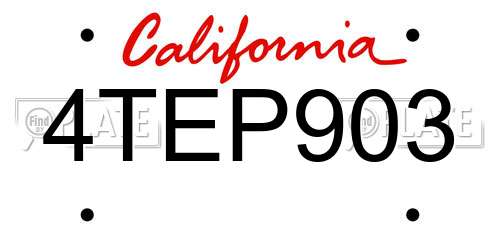 4TEP903 California License Plate