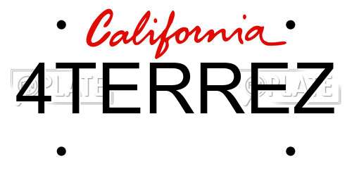 4TERREZ California License Plate