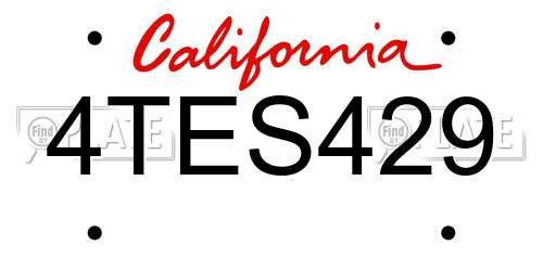 4TES429 California License Plate