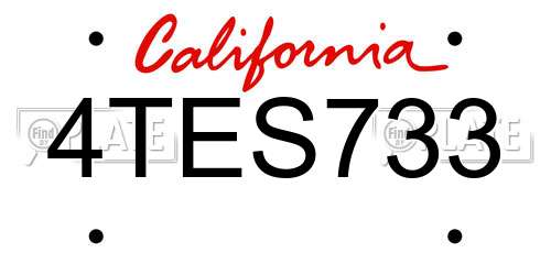 4TES733 California License Plate