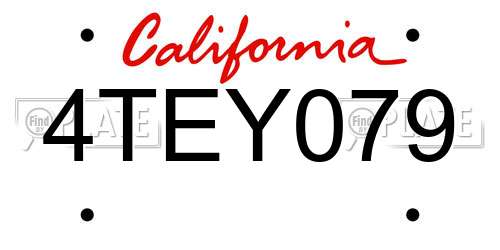 4TEY079 California License Plate