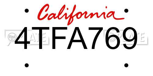 4TFA769 California License Plate