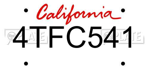 4TFC541 California License Plate