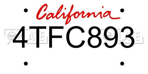 4TFC893 California License Plate