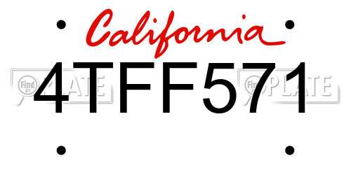 4TFF571 California License Plate