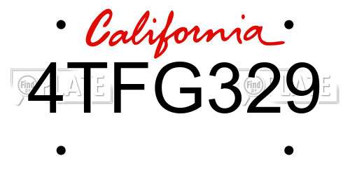 4TFG329 California License Plate