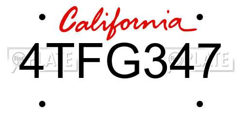 4TFG347 California License Plate