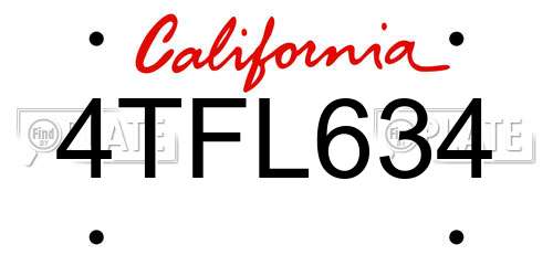 4TFL634 California License Plate