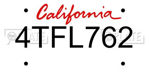 4TFL762 California License Plate