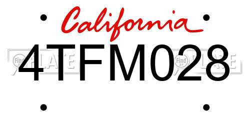 4TFM028 California License Plate
