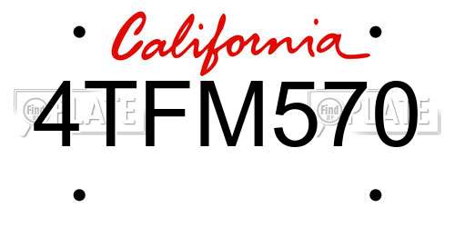 4TFM570 California License Plate