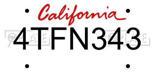 4TFN343 California License Plate