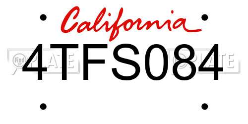 4TFS084 California License Plate