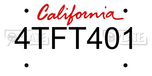 4TFT401 California License Plate