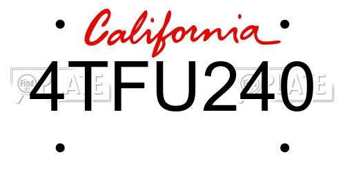 4TFU240 California License Plate