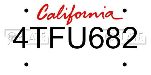 4TFU682 California License Plate
