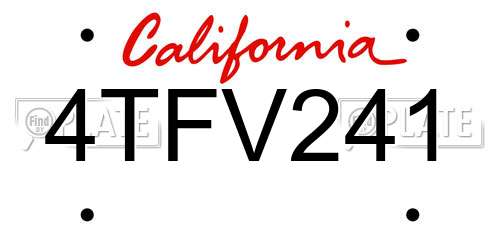4TFV241 California License Plate