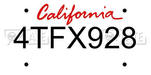 4TFX928 California License Plate