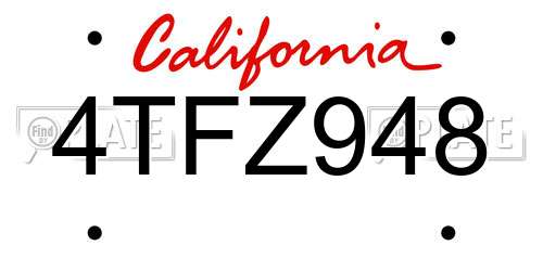 4TFZ948 California License Plate