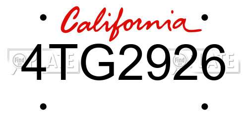 4TG2926 California License Plate