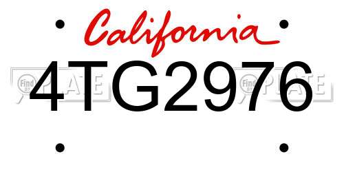 4TG2976 California License Plate
