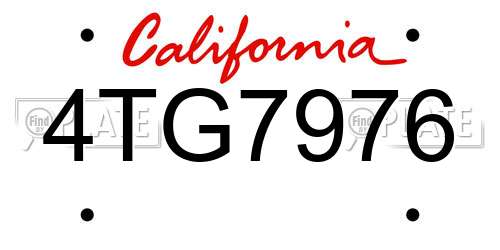 4TG7976 California License Plate