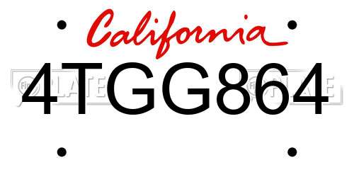 4TGG864 California License Plate