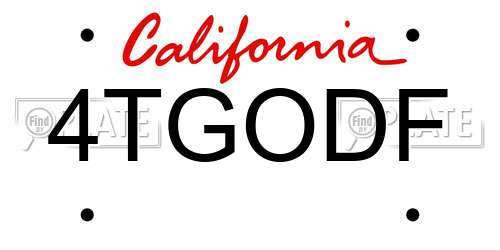 4TGODF California License Plate