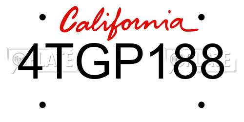 4TGP188 California License Plate