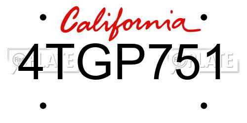 4TGP751 California License Plate