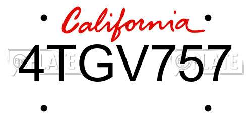 4TGV757 California License Plate