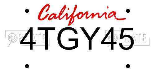 4TGY45 California License Plate