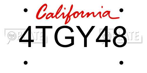 4TGY48 California License Plate