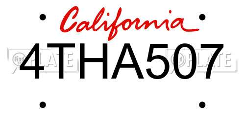 4THA507 California License Plate